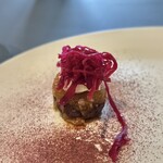 プレゼンテ スギ - ⑭キョン温製タルタル 発酵生姜 大根餅 ひばオイルマヨネーズ 発酵紫キャベツ