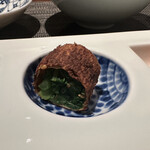 私房菜 きた川 - 揚げ湯葉の菜花巻き