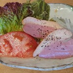 手打蕎麦 まるやま - お通し　鴨ハム