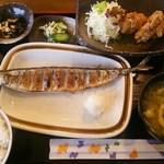 ひの亭 - 2014.09再訪 日替わりランチ（720円）、立派なサンマでした♪