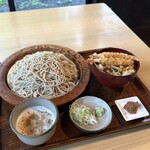 ささくら - おしぼり蕎麦（大盛）1250円+ミニ天丼450円