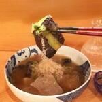手酌割烹 てら田 - 飛騨牛と茄子の煮おろし