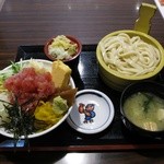 がってん食堂大島屋 - 『みなみまぐろ中トロタタキ丼 うどん付き』(税別1,280円)