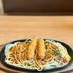 喫茶 ミキ - 鉄板海老フライあんかけスパ（大盛360g）
