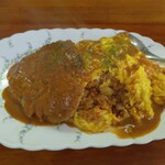 こだわり軽食 大はし - 料理写真:オムライス、ハンバーグのせ