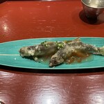 御料理 松むら - 鮎の天ぷら甘酢餡掛け