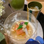 銀座 しのはら - スモークサーモンのみぞれ和え