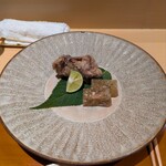 銀座 しのはら - 鼈の唐揚げと煮凝り