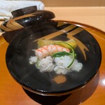 銀座 しのはら - 熊海老と鱧と茄子の碗