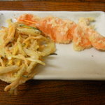 かきあげと紅しょうがの天ぷら