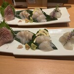 東京寿司 ITAMAE SUSHI - スズキとヒラメのお刺身と昆布締め