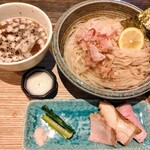 拉麺べんげ - 昆布水つけ麺大盛