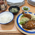 四季 - ハンバーグ&海老フライ定食