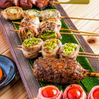 見た目も華やか！女性に人気の野菜巻き串が充実