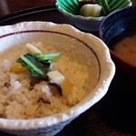 旅館 くらしき - 9月菊月の献立ーお昼ご膳（ご飯もの）秋刀魚香梅ご飯