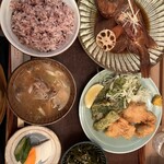 定食 美松 - 池袋定食A キンキ煮付け穴子フライ