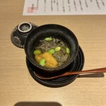 銀座 結絆 - 雲丹順菜素麺　はじき豆