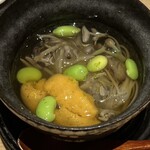 銀座 結絆 - 雲丹順菜素麺　はじき豆