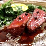 名前のないイタリア料理店 - 蝦夷鹿ロース、ズッキーニ、モロヘイヤ