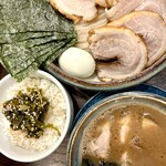 麵や きさ乃 - 特製つけめん、TPチャーシュー×3、高菜ごはん