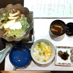 日本料理・天ぷら 花座 - 「食事」炊き込みご飯　赤出汁　香の物