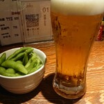 ことり - お通しと生ビール