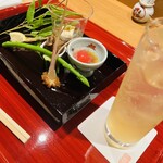 かねと - 本日の前菜とレモネード梅酒ソーダ割り