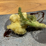 いまむら - 鱈の白子とタラの芽の天ぷら