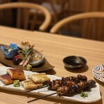 江戸前うなぎ割烹 う庵 - 左から、蒲焼．白焼．肝焼