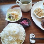 diningごはんや らいむ - ハンバーグ&エビフライランチご飯大盛り