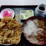 そば処 更科 - ミニかき揚げ丼とミニなめこそば