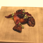 カンテサンス - フォアグラのロティとアカヤマドリ茸　(2014/09)