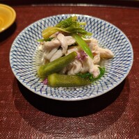 鳥匠 いし井 - 胸肉のおひたし~つるむらさきとともに