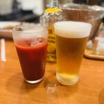 くらくえん - 生ビール、トマトジュース
