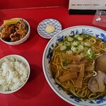 中華そば　まるせい - 定食② 中華そば(大)＋からあげ＋ライス 1,100円
