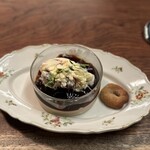 cisoqui - ⑩コーヒーゼリー エスプレッソのレアチーズケーキ アメリカンチェリーとマスカルポーネのアイスクリーム チャンベリーニ(赤ワインのクッキー)