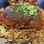 Teppan Sakaba Okonomiyaki Daigoro Inokuchimyojinten - Meat and Egg Soba, JPY 850 + Perilla Leaf, JPY 150