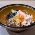 うを徳 - 2025.6 京都産久世茄子 萩産白バイ貝 福井産紅ズワイガニ 土佐酢ジュレ