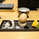 306569152 - 自家製の鶏ハム・鶏レバームース・マンゴーとメロンとクリームチーズ