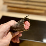 恵比寿 鮨 ふじまさ - トロの手巻き
