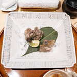 銀座 しのはら - 鼈唐揚げ 肝 煮凍