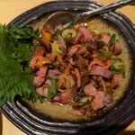 源兵衛 - ローストユッケ混ぜ混ぜしたあと