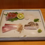 こころや - イナダ、太刀魚炙り、金目鯛炙り、メイチ鯛