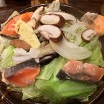 蕎麦切り 翁 - 鮭と野菜の味噌陶板