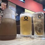焼肉家けんちゃん - サッポロ生ビール大ジョッキ \820 北海道コーン茶 \400