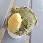 フルーツラボ 手摘屋 - よもぎのジェラート with 春の柑橘ソルベ