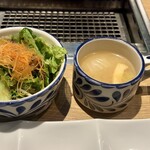 横浜焼肉kintan - サラダとスープ