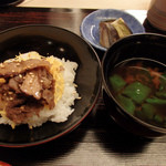 京料理かねき - 牛松しぐれごはん、赤出汁、水茄子