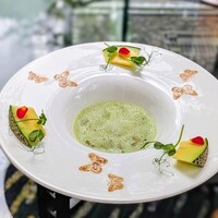 レストランアマデウス - Dessert Course Afternoon Tea 8,000円＊お抹茶と赤肉メロンの冷製スープ仕立て