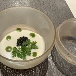 レストラン・ランス・ヤナギダテ - カリフラワークレームとコンソメジュレ　キャビアのせ